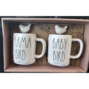 RAE DUNN COFFEE☕️MUG SET MAMA BIRD BABY BIRD CHARM GIFT 🎁 BOX